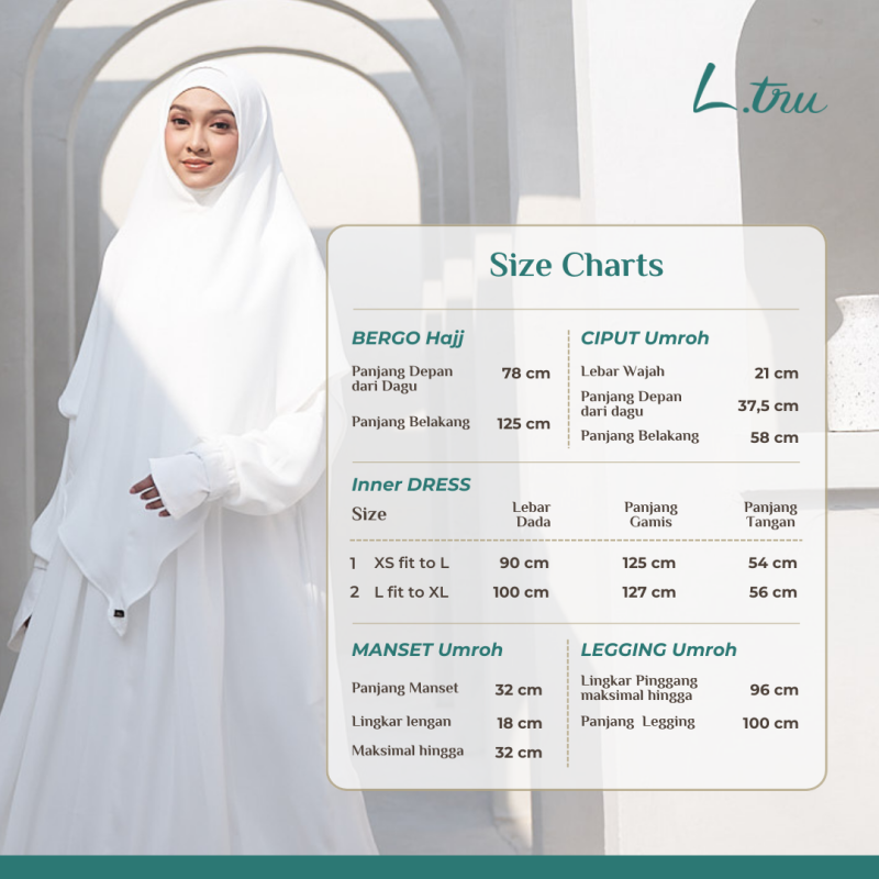 L.tru – Set Ihrom Wanita Lengkap untuk Haji & Umroh Wanita