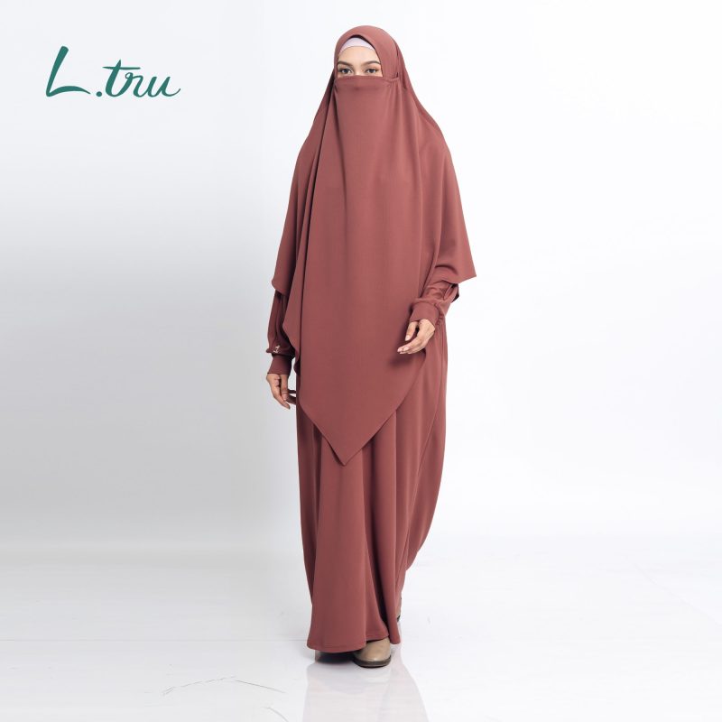 Everyday-Khimar-Apple-Brown-2 L.tru - Set Kaftan Khimar Kaos truEasy