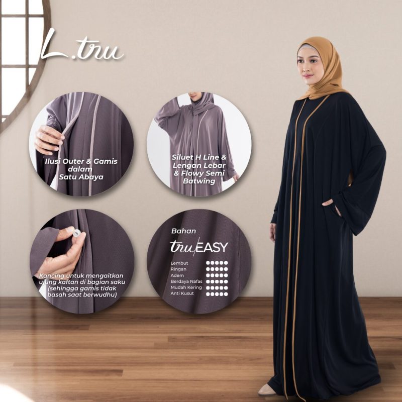 67 L.tru - Abaya 2in1 All Size | Potongan Jatuh, Slim Look & Big Size Friendly