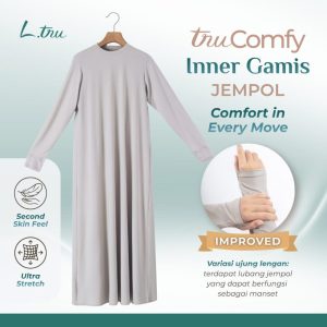 L.tru - Inner Gamis Muslimah Nyaman dengan Fitur Lubang Jempol | Inner Dress Wanita Muslim | Inner Gamis Umroh & Haji