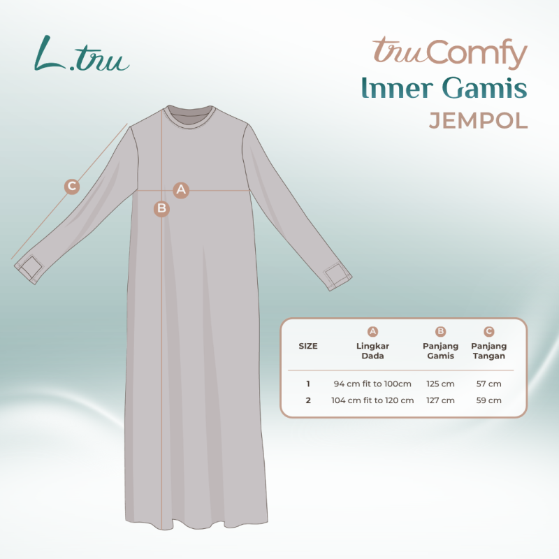 21 L.tru - Inner Gamis Muslimah Nyaman dengan Fitur Lubang Jempol | Inner Dress Wanita Muslim | Inner Gamis Umroh & Haji