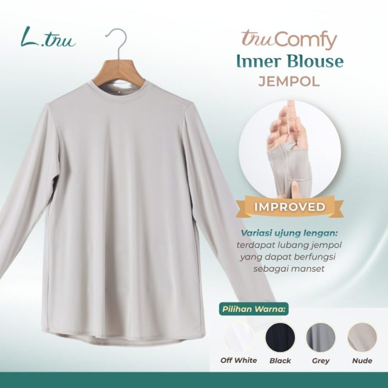L.tru - Inner Blouse Muslimah Nyaman dengan Fitur Lubang Jempol | Dalaman Hijab Wanita | Inner Kaos Muslimah