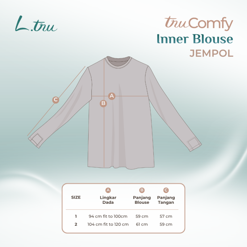 L.tru - Inner Blouse Muslimah Nyaman dengan Fitur Lubang Jempol | Dalaman Hijab Wanita | Inner Kaos Muslimah