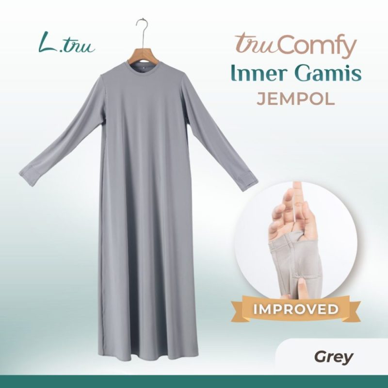 77 L.tru - Inner Gamis Muslimah Nyaman dengan Fitur Lubang Jempol | Inner Dress Wanita Muslim | Inner Gamis Umroh & Haji